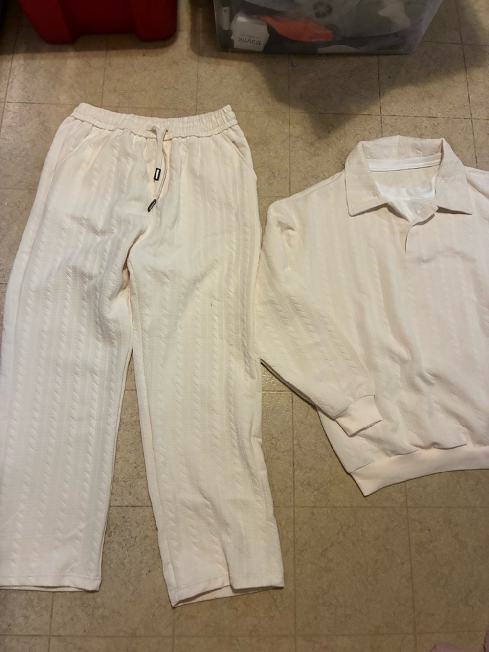 2-piece Men Athletic Pullover Collared Long Sleeve pants pockets size Large
